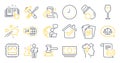 Set of Business icons, such as Hammer tool, Documents, Mail letter symbols. Vector