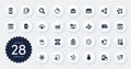 Set of Business icons, such as Healthy face, Teamwork and Research flat icons. For website design. Vector