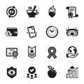 Set of Business icons, such as Heart flame, Time management, Apple. Vector