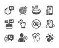 Set of Business icons, such as Not looking, Archery, Frying pan. Vector