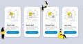 Set of Business icons, such as Notification calendar, Freezing timer, Best app. Vector