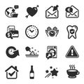 Set of Business icons, such as Open mail, Beer, Love symbols. Vector Royalty Free Stock Photo