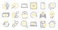 Set of Business icons, such as Quote bubble, Banking, Smartphone charging symbols. Vector