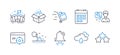 Set of Business icons, such as Rainy weather, Calendar, Push cart. Vector