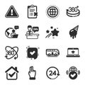 Set of Business icons, such as Reception desk, Verified internet, Full rotation symbols. Vector