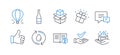 Set of Business icons, such as Refill water, Like hand, Champagne bottle. Vector