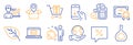 Set of Business icons, such as Scroll down, Package location, Shopping cart. Vector