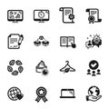Set of Business icons, such as Seo timer, Idea, Signing document. Vector