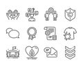 Set of Business icons, such as Shoulder strap, Copyright protection, Employees teamwork. Vector