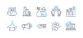 Set of Business icons, such as Skyscraper buildings, Smile, Graph chart. Vector