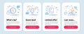 Set of Business icons, such as Swipe up, Dollar target, Microphone symbols. Stats line icons. Vector