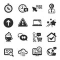 Set of Business icons, such as Travel compass, Time, Quote bubble symbols. Vector