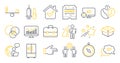 Set of Business icons, such as Winner ticket, Refrigerator, Employees teamwork symbols. Vector