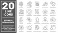 Set of business intelligence icons such as machine learning, data modeling, visualization, risk management and more Royalty Free Stock Photo