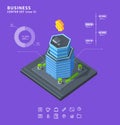 Set business isometric building icons diagrams Royalty Free Stock Photo