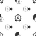 Set Business man planning mind, Price tag with dollar and Coin money with dollar symbol on seamless pattern Royalty Free Stock Photo