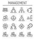 Set of business management in modern thin line style.