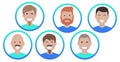 Set of 6 Business men Avatars with Smiling Face Illustration, Team Group Icons collection Flat Style Illustration Royalty Free Stock Photo