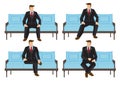 Set of business men in four sitting positions