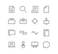 Set of business and office icons, bag, folder, printer, communication, card. Royalty Free Stock Photo