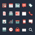 Set of business office work icons flat design illustration Royalty Free Stock Photo