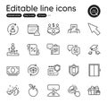 Set of Business outline icons. Contains icons as Apple, Business podium and Notification elements. For website. Vector