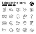 Set of Business outline icons. Contains icons as Cloud protection, Web traffic and Shopping rating elements. Vector