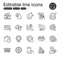 Set of Business outline icons. Contains icons as Hold smartphone, Skyscraper buildings. Vector