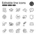 Set of Business outline icons. Contains icons as Household service, Puzzle and Windy weather elements. Vector Royalty Free Stock Photo