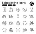 Set of Business outline icons. Contains icons as Interview, Attachment and Tractor elements. For website. Vector