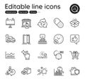 Set of Business outline icons. Contains icons as Like, Delegate work and Augmented reality elements. For website Vector