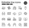 Set of Business outline icons. Contains icons as Mattress, Cloud sync and Click hand elements. For website. Vector