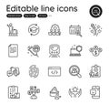 Set of Business outline icons. Contains icons as Night cream, Fingerprint and Fireworks rocket elements. Vector