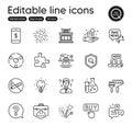 Set of Business outline icons. Contains icons as Fireworks explosion, Question mark and Paint roller elements. Vector