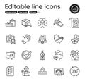 Set of Business outline icons. Contains icons as Search package, Gifts and Checklist elements. For website. Vector