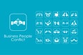 Set of business people conflict simple icons
