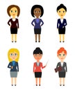 Set of business people in flat style isolated on white background. Women