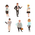 Set of business people. Office workers, employees in formal wear cartoon vector illustration Royalty Free Stock Photo