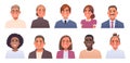 Set of business people portraits. Collection of avatars of men and women of different nationalities. Office workers characters Royalty Free Stock Photo