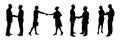 Set of Business people shaking hands silhouettes. Royalty Free Stock Photo