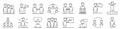 Set of business people vector line icons. meeting, workplace, communication and team icons