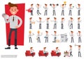 Set of business people wearing white suit and working character vector design. Presentation in various action with emotions, Royalty Free Stock Photo