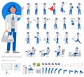 Set of business people working character vector design. Presentation in various action with emotions, running, standing and Royalty Free Stock Photo