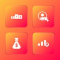 Set Business podium, Create account screen, Money bag and Financial growth icon. Vector