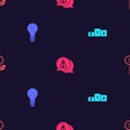 Set Business podium, Light bulb with concept of idea, Startup project and Dollar plant on seamless pattern. Vector Royalty Free Stock Photo