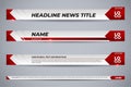 Set business red lower third for broadcast and stream channels Royalty Free Stock Photo