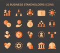 Set of business stakeholders icons, capturing essential elements