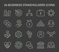 Set of business stakeholders icons, capturing essential elements