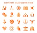 Set of business stakeholders icons, capturing essential elements