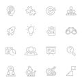 Business strategy development line icons